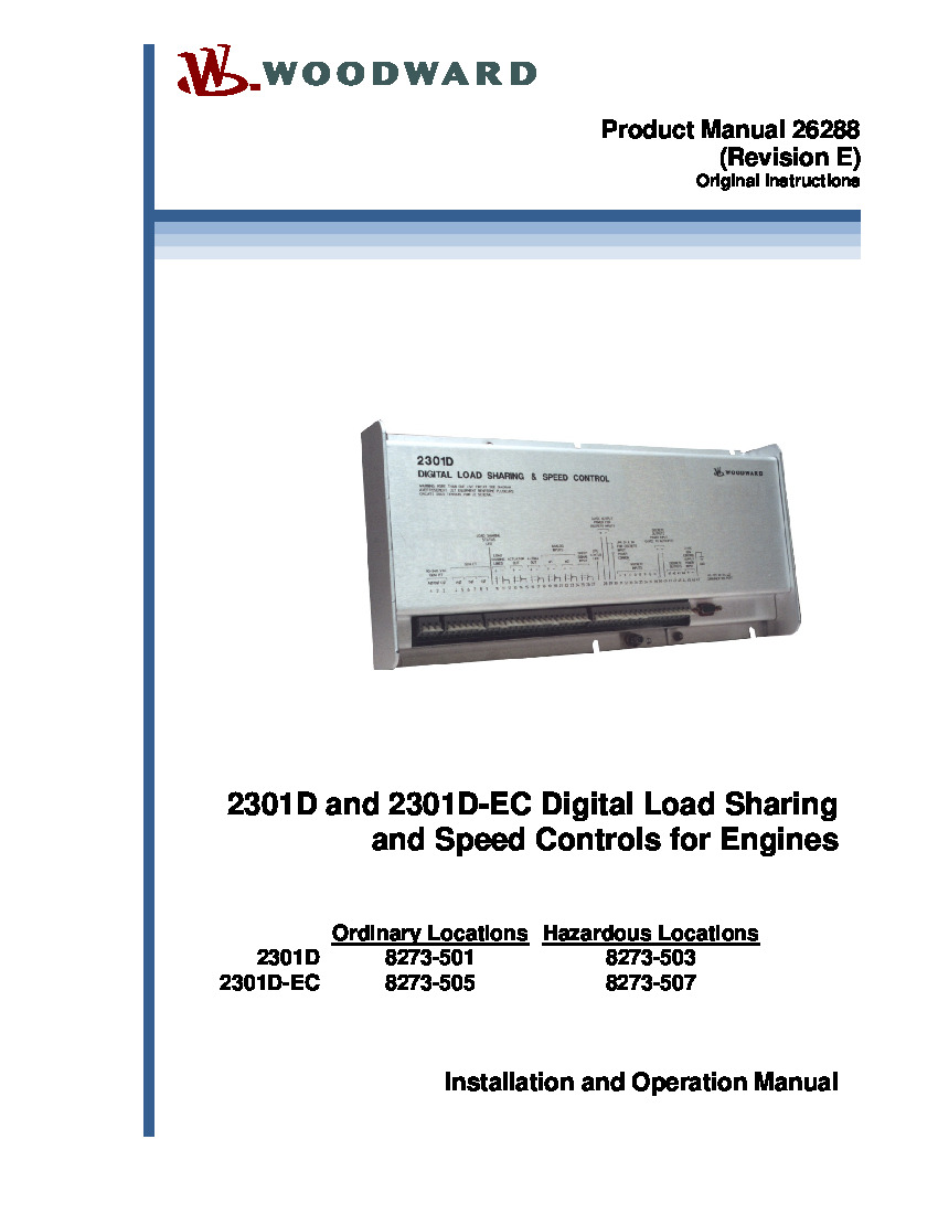 First Page Image of 8273-501 2301D and 2301D-EC Manual 26288 Rev E.pdf